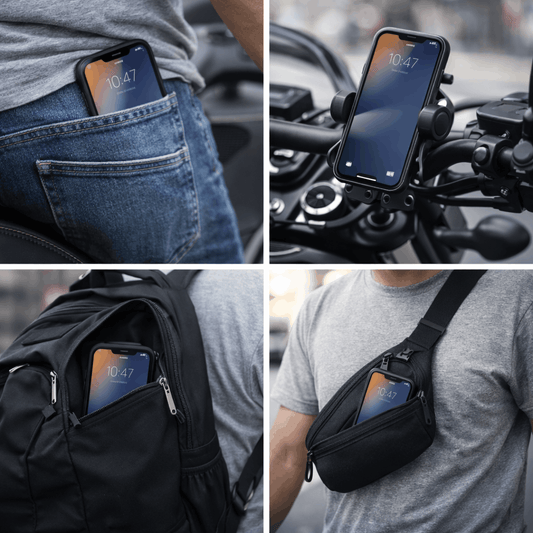 ¿Dónde es más seguro llevar el celular cuando sales en moto o bici?