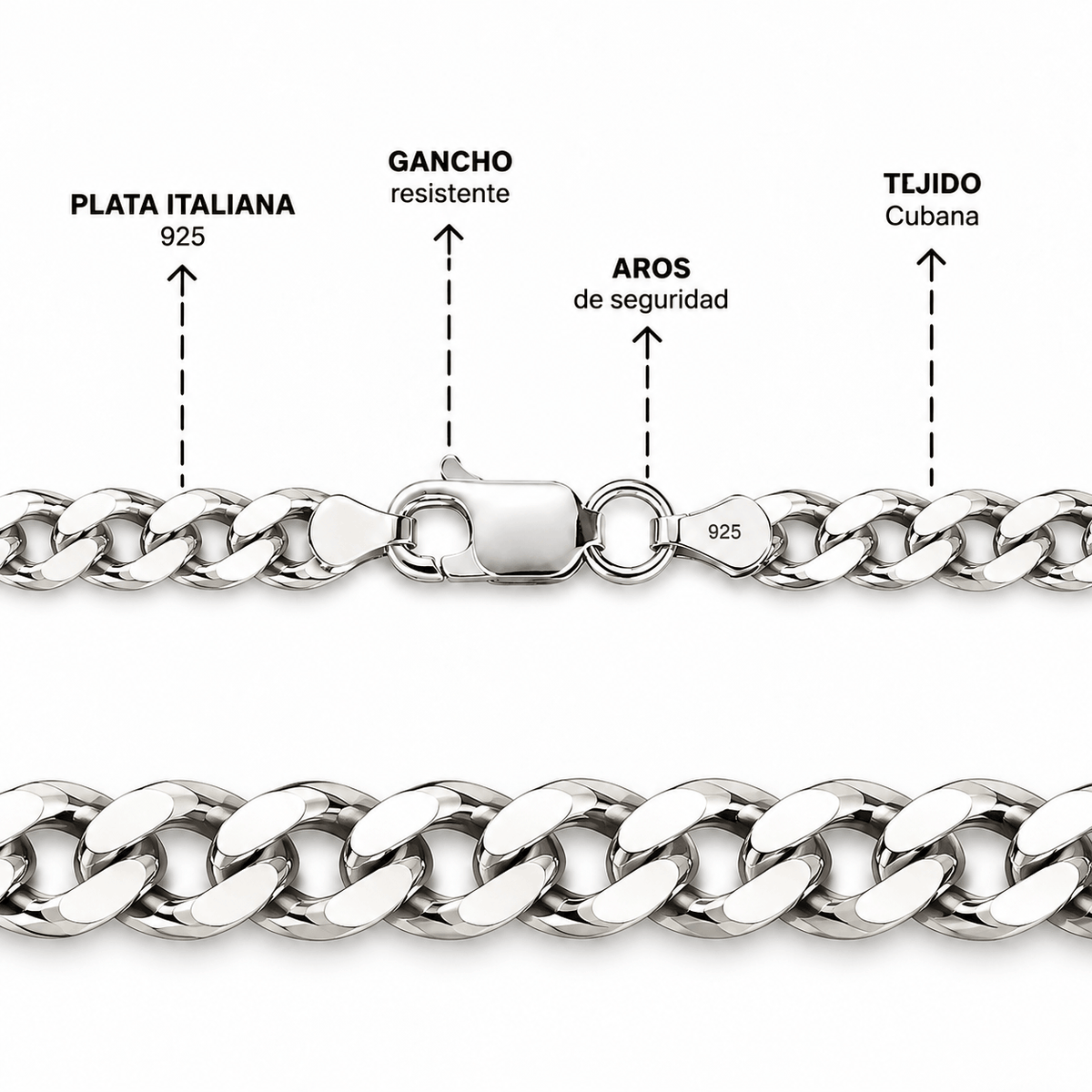 Cadena Cubana | Plata Italiana | 7,2 gr.