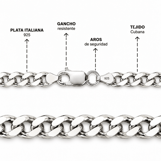 Cadena Cubana | Plata Italiana | 7,2 gr.